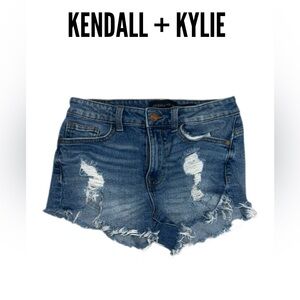 Kendall + Kylie Icon Distressed Denim Cutoff Shorts Size 27 (5)